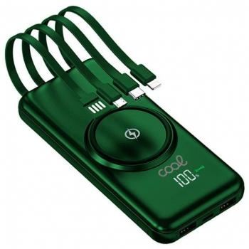 Power Bank 10.000 mAh con Carga Inalámbrica Qi y 4 Puertos USB Verde