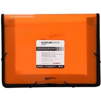Grafoplás 4800552. Carpeta de Fuelle Maxi, A4 +, Color Naranja, Blackline Cristal, Fuelle 80mm con Refuerzo