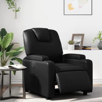 Sillón reclinable eléctrico de cuero sintético negro Vidaxl