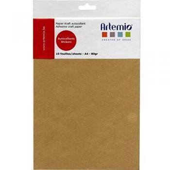 Pack de 10 Hojas de Papel Kraft Adhesivo A4 21 x 29.7 cm para Scrapbooking