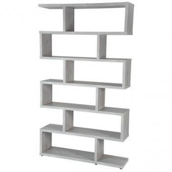 Estantería Zig Zag Florida 6310 de 7 niveles, medidas 191x110x28cm, mueble de salón separador de ambientes, color blanco