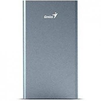 Genius 39800016101 - Batería portable, 5400 mAh con linterna, color plata