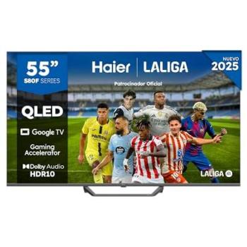 Televisor Smart TV Haier QLED 55'' H55S80FUX UHD 4K, Google TV, Dolby Audio, HDR10, Gaming 120Hz, Bluetooth 5.1