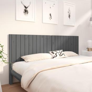 Cabecero para cama de madera maciza de pino gris 205,5x4x100 cm