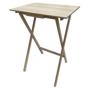 Mesita Auxiliar Rectangular Plegable de Madera de Haya Natural 48x35x54 cm