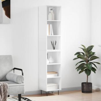 Aparador alto de madera multicapa pulido blanco 34,5x32,5x180 cm
