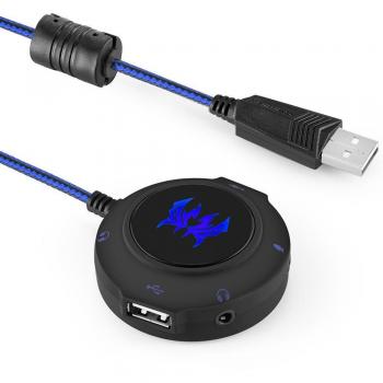ArkarTech Tarjeta Sonido Externa Hub USB 3.0 2 Puertos Adaptador Audio y Micrófono 3.5mm para PC MAC Ordenador portátil