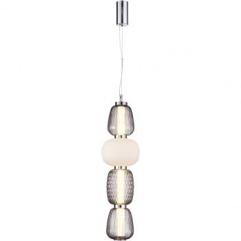 Lámpara colgante LED Fedra, moderna, cristal gris/blanco, diámetro 17 cm, para cocina, 1 llama