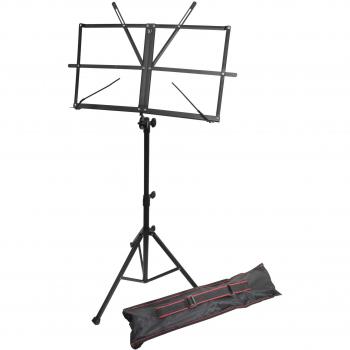 Atril Plegable Windsor con Bolsa - Negro, Ajustable y Ligero, Soporte de Partituras en Aluminio