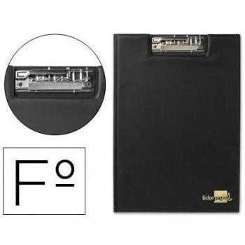 Carpeta Portabloc Liderpapel con Miniclip Superior, Tamaño Folio, Plástico Negro