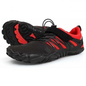 WHITIN Zapatilla Minimalista de Barefoot Trail Running para Hombre Five Fingers Fivefingers Zapato Descalzo Correr Deportivas Fitness Gimnasio Calzado Asfalto Negro Rojo 44 EU