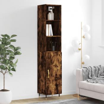 Aparador de madera contrachapada roble ahumado 34,5x34x180 cm marrón vidaXL