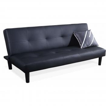 Adec - Cheap, Sofá Cama Sistema Clic-clac, Sofá Comedor salón, Apertura Tipo Libro, Acabado en símil Piel Color Negro, Medidas: Sofá 170 cm