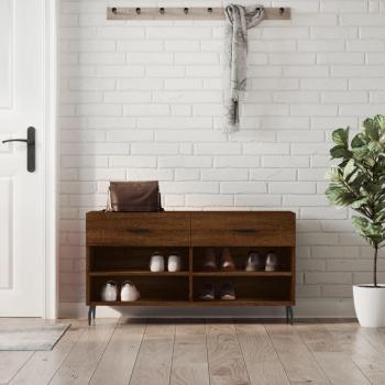 Banco zapatero de madera multicapa marrón roble 102x35x55 cm