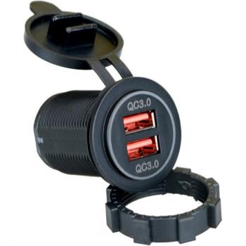 Cargador USB Doble QC3.0 Universal para Coche y Motocicleta con Luz LED - Carga Rápida para Teléfonos y Tablets Plug and Play