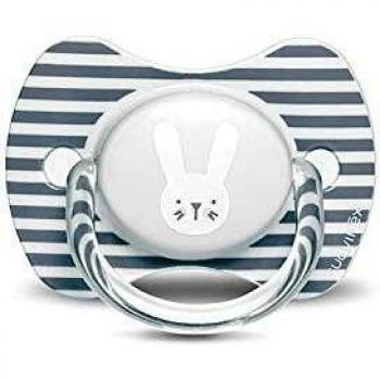 Suavinex - Chupete premium para bebés 6-18 meses. Chupete con tetina fisiológica de silicona. 0% BPA. Color gris.