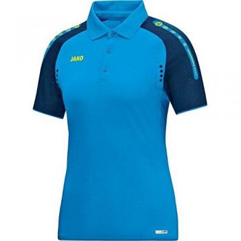 JAKO Mujer Champ Polo, Mujer, Champ, Blau/Marine/Neongelb, 34-36