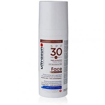 Ultrasun Face Gel Hidratante, Antiedad y Bronceador Con Protección Solar Para Piel Sensible SPF 30 - 50 ml.