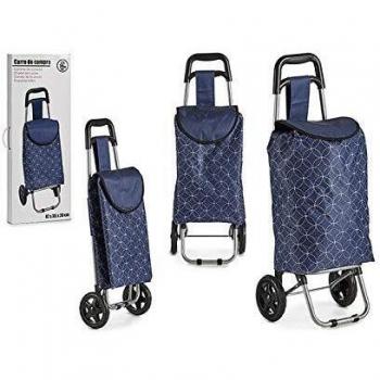 BigBuy Home S3606058 Carro de Compra, Materiales Varios, Azul Oscuro, 87 x 35 x 28 cm