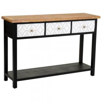 Consola de Madera Wanderlust Deco con 3 Cajones 120x40x81 cm