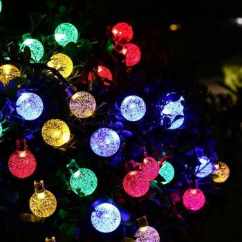 OxyLED Guirnalda de luces solares,30 luces LED de color para jardín, Luces de cadena impermeables para interiores/exteriores con terraza de jardín Fuera de luces de Navidad