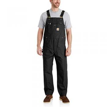 Carhartt Mono Largo Logo Bib Overall - Pechera, color negro, para hombre, confeccionado en algodón de lona, corte ligeramente holgado, tallas W50 / L30