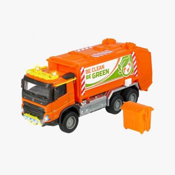 Camión de Basura Volvo Majorette 19cm con Luz y Sonido, Escala 1:43, Fabricado en Metal y Plástico
