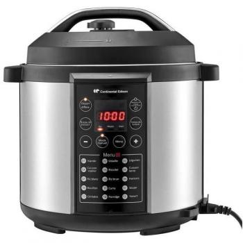 Olla de Cocción Lenta Continental Edison 1000 W - 1000W, 15 programas, capacidad de 5.7L, color negro e inox