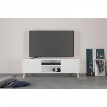 Mueble de TV Brighton Blanco con 2 Puertas - L140 cm x H46,5 cm