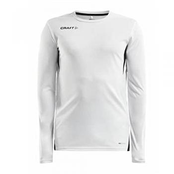 Craft Pro Control Impact Long Sleeve T-Shirt for Men - White Polyester, Large
