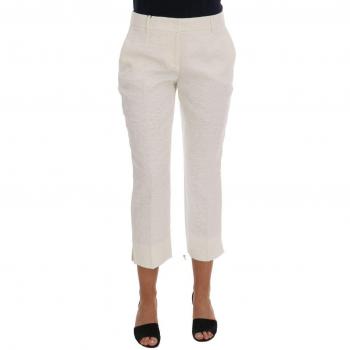 Dolce & Gabbana White Floral Brocade Capri Pants - IT40|S, Cropped Trousers, female, White, Size: XS
