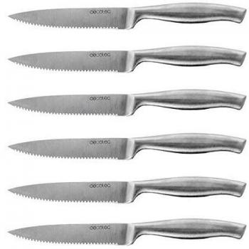 Cecotec Set de 6 Cuchillos Profesionales de Carne con Sierra. Mango y Hoja forjados en una Sola Pieza de Acero. Cuchillos Profesionales de Carne