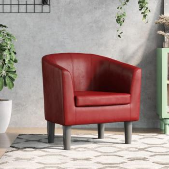 Sillón de Relax en Cuero Sintético Rojo Tinto con Respaldo y Reposabrazos