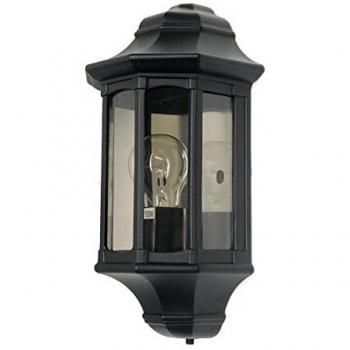 Lámpara de pared Newbury, negra, 1 luz para exteriores, media linterna, IP44, E27