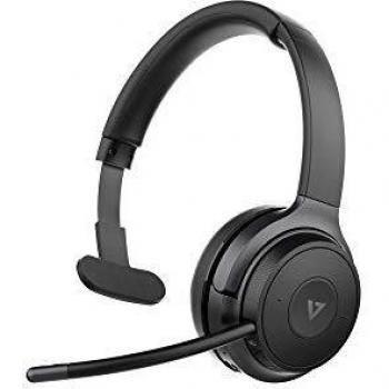 V7 HB605M Bluetooth Wireless Headset with Microphone, Office/Call Center Use, Black/Grey