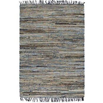 SengentoStyle Vloerkleed chindi handgeweven 200x290 cm denim jute meerkleurig