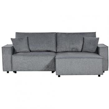 Sofá Cama Esquinero Moderno de Tela de Poliéster con Función de Cama y Respaldo Tapizado, 3 Plazas, Izquierdo, Gris Oscuro Karila