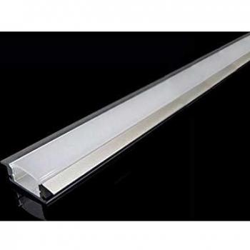 Perfil de Aluminio Empotrable de 1m para Cinta LED con Cubierta Blanca Opaca