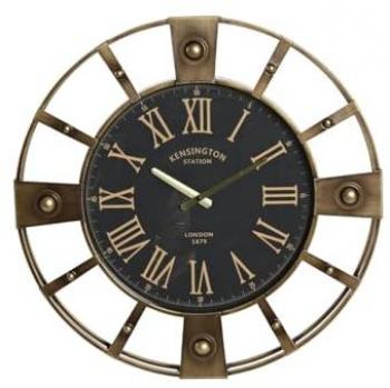 Reloj de Pared Vintage Negro y Dorado de Hierro 60 x 8 x 60 cm