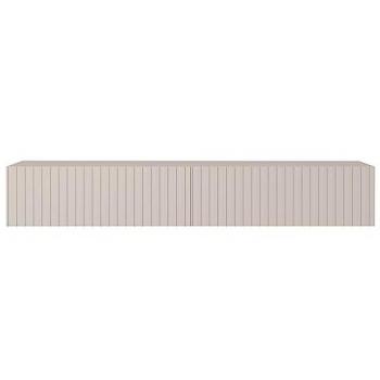Mueble de TV colgante Telire 175 cm color gris-beige con frente de lamas