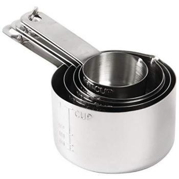 Juego de 5 Tazas Medidoras de Acero Inoxidable (30ml, 60ml, 80ml, 125ml, 250ml)
