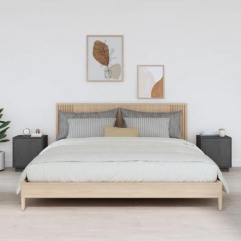 Mesitas de noche 2 unidades madera maciza pino 40x34x45 cm Natural, Blanco, Gris para habitación, dormitorio, salón y estudio - Mesa auxiliar
