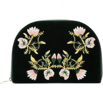 Wolf Velvet Green Travel Jewelry Case with Zipper - Zoe Portfolio