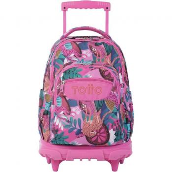 Mochila Totto Renglones con Carro Fijo y Bomper 81V Tropical Jaguar Escolar con Ruedas