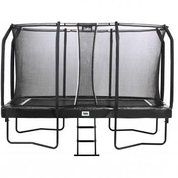 Trampolín Rectangular Salta First Class - 366 x 214 cm - Negro con Red de Seguridad y Escalera