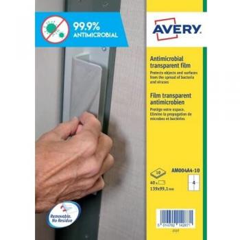 Avery España AM004A4, Adhesivos Antibacterianos removibles Transparentes