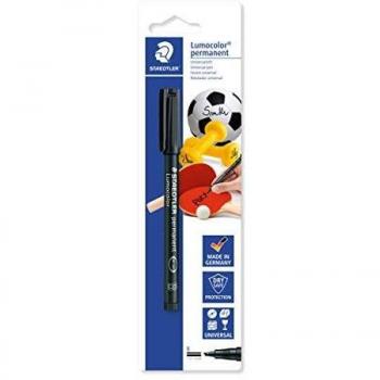 Marcador Permanente STAEDTLER Lumocolor Negro Blister, Punta Biselada, Resistente al Agua y a la Fricción
