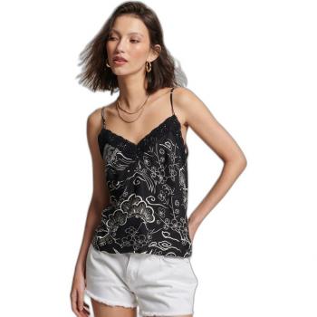 Top Vintage Cami Negro para Mujer Superdry XL
