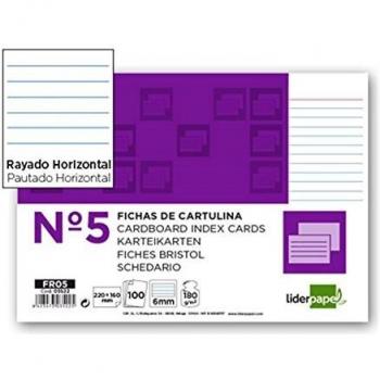 Liderpapel Ficha Rayada Nº 5 160X220Mm Paquete De 100 180g/m²