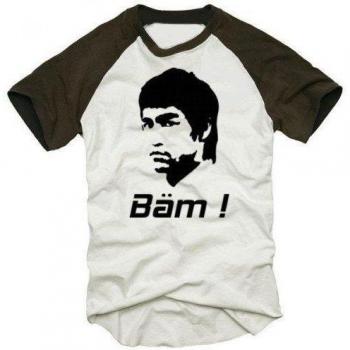 Coole-Fun-T-Shirts BÄM in your face BRUCE LEE - Camiseta unisex, color weiss/blau, talla S